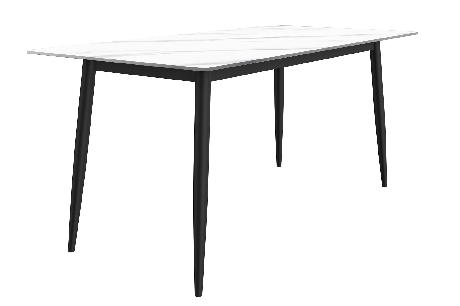 Zayle Modern Dining Table with a Rectangular Glass/Stone Tabletop in Steel - Elax Furniture