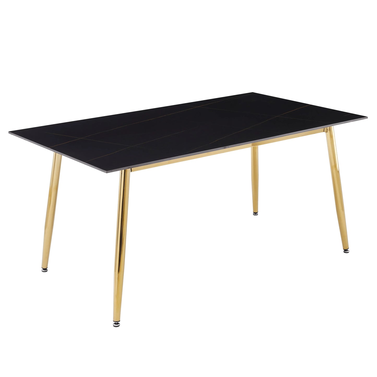 Zayle Modern Dining Table with a Rectangular Glass/Stone Tabletop in Steel