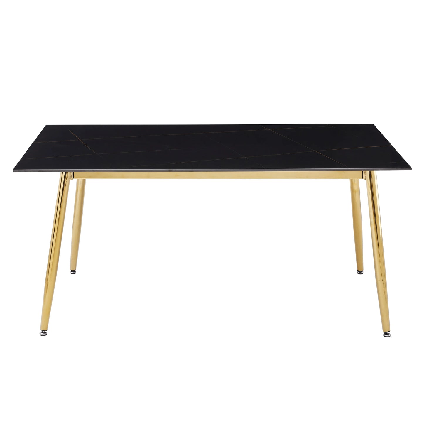 Zayle Modern Dining Table with a Rectangular Glass/Stone Tabletop in Steel