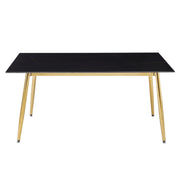 Zayle Modern Dining Table with a Rectangular Glass/Stone Tabletop in Steel