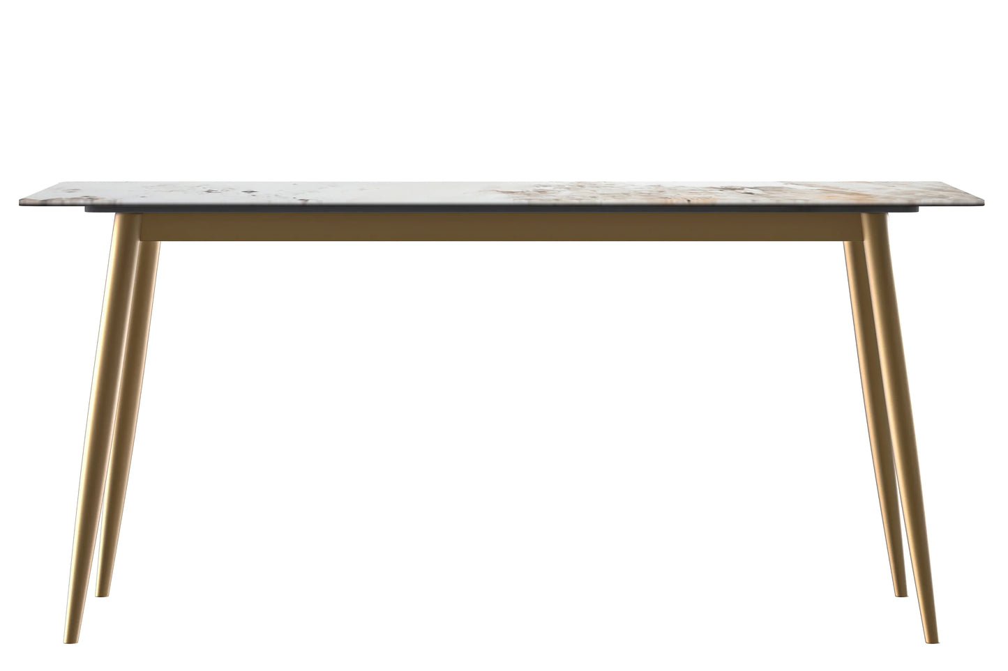 Zayle Modern Dining Table with a Rectangular Glass/Stone Tabletop in Steel - Elax Furniture