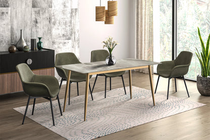 Zayle Modern Dining Table with a Rectangular Glass/Stone Tabletop in Steel - Elax Furniture