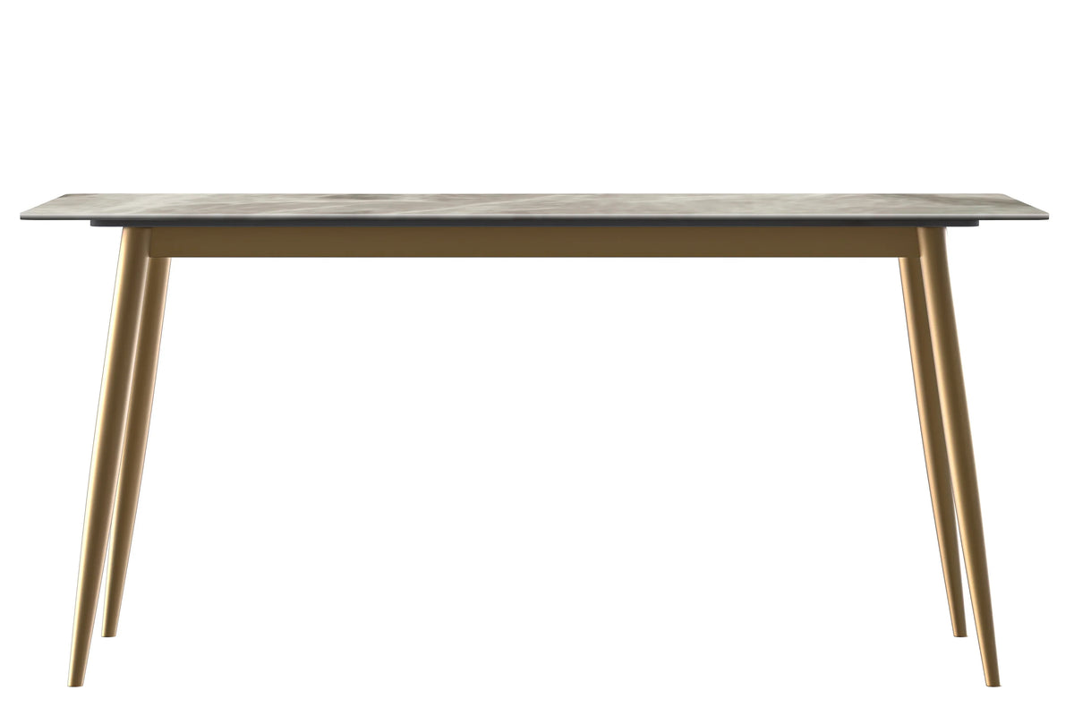 Zayle Modern Dining Table with a Rectangular Glass/Stone Tabletop in Steel - Elax Furniture