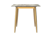 Zayle Modern Dining Table with a Rectangular Glass/Stone Tabletop in Steel - Elax Furniture