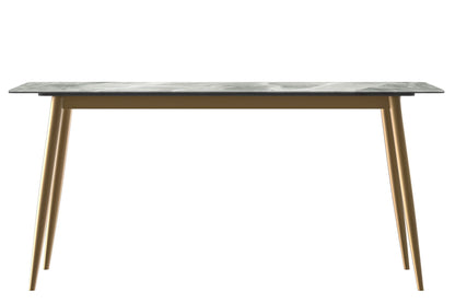 Zayle Modern Dining Table with a Rectangular Glass/Stone Tabletop in Steel - Elax Furniture