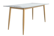 Zayle Modern Dining Table with a Rectangular Glass/Stone Tabletop in Steel - Elax Furniture