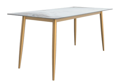 Zayle Modern Dining Table with a Rectangular Glass/Stone Tabletop in Steel - Elax Furniture