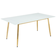 Zayle Rectangular Dining Table with a Sintered Stone Tabletop and a Stainless Steel Base