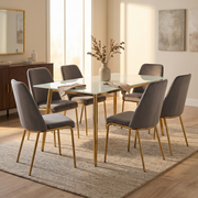 Zayle Rectangular Dining Table with a Sintered Stone Tabletop and a Stainless Steel Base