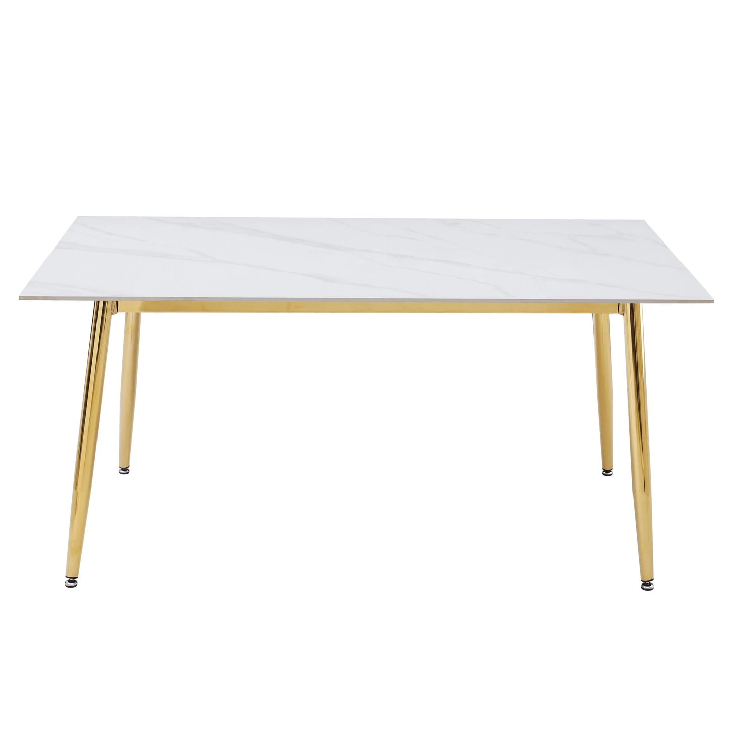 Zayle Modern Dining Table with a Rectangular Glass/Stone Tabletop in Steel