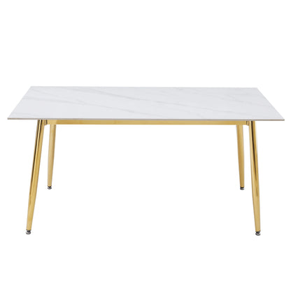 Zayle Modern Dining Table with a Rectangular Glass/Stone Tabletop in Steel