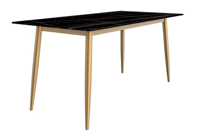Zayle Modern Dining Table with a Rectangular Glass/Stone Tabletop in Steel - Elax Furniture