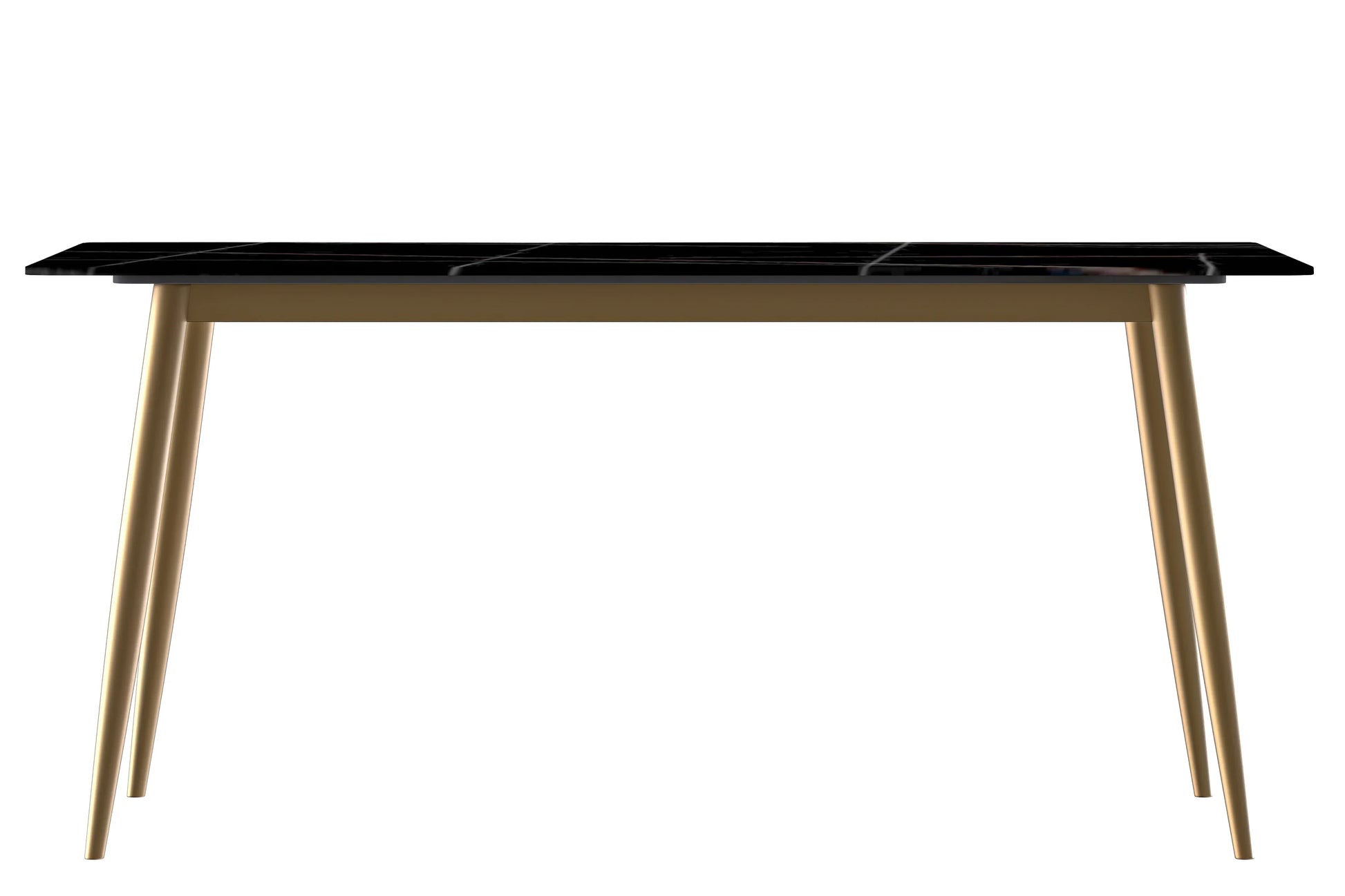 Zayle Modern Dining Table with a Rectangular Glass/Stone Tabletop in Steel - Elax Furniture