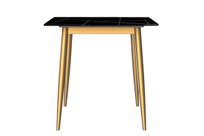 Zayle Modern Dining Table with a Rectangular Glass/Stone Tabletop in Steel - Elax Furniture