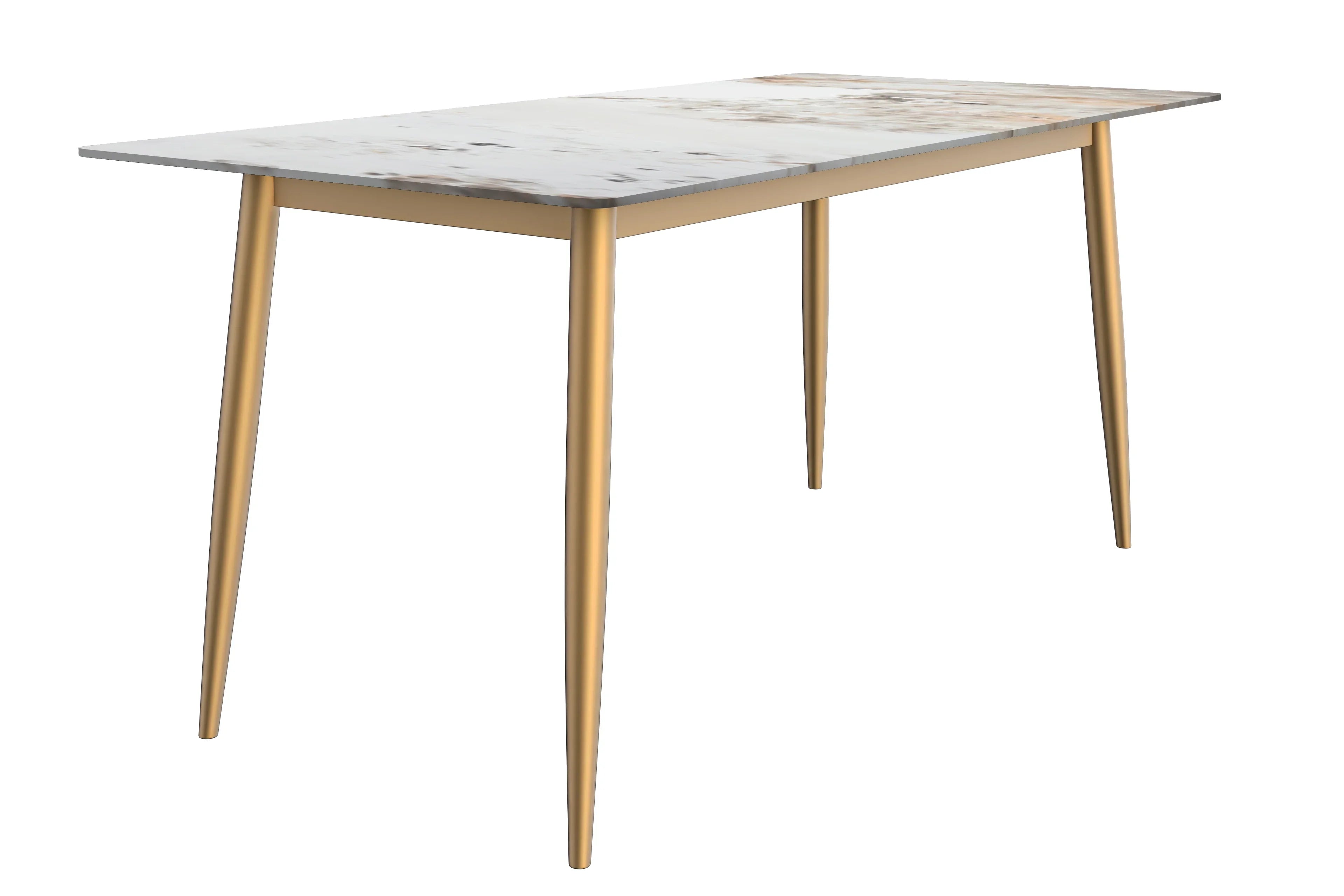 Zayle Modern Dining Table with a Rectangular Glass/Stone Tabletop in Steel - Elax Furniture