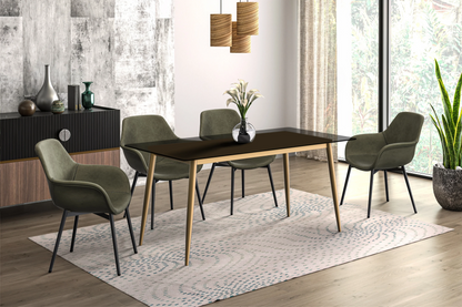 Zayle Modern Dining Table with a Rectangular Glass/Stone Tabletop in Steel - Elax Furniture