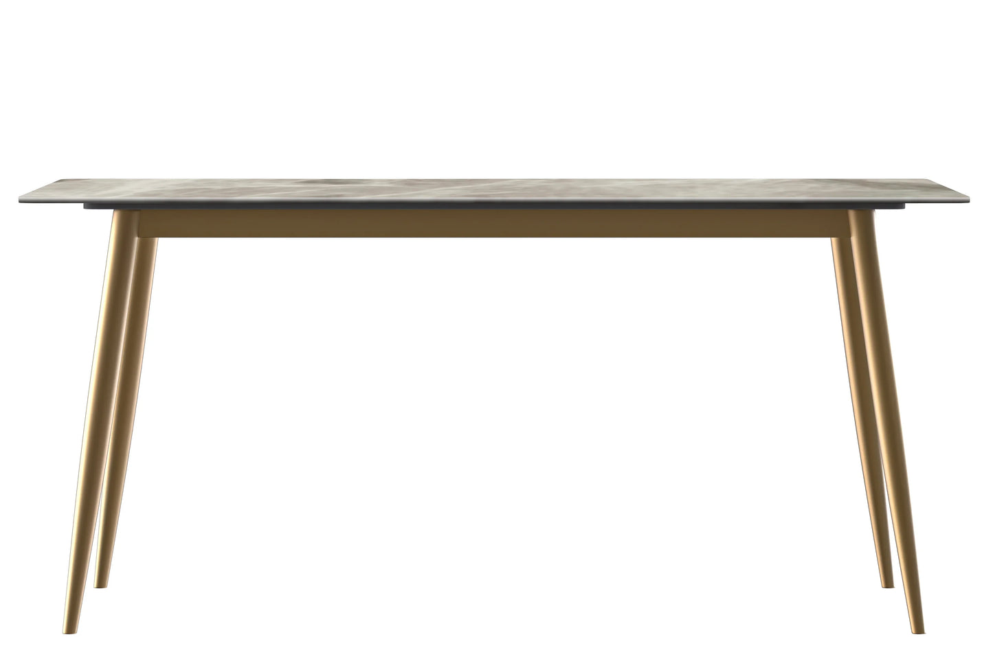 Zayle Modern Dining Table with a Rectangular Glass/Stone Tabletop in Steel - Elax Furniture