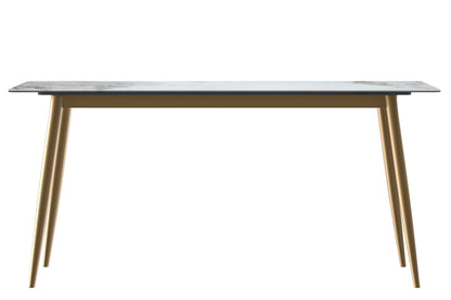 Zayle Modern Dining Table with a Rectangular Glass/Stone Tabletop in Steel - Elax Furniture