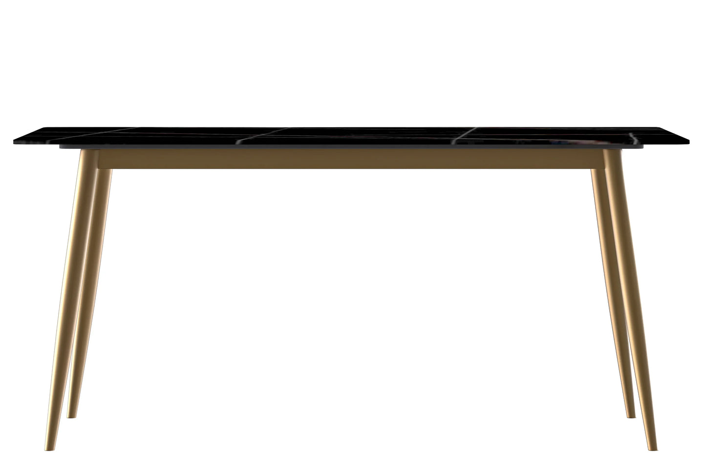 Zayle Modern Dining Table with a Rectangular Glass/Stone Tabletop in Steel - Elax Furniture