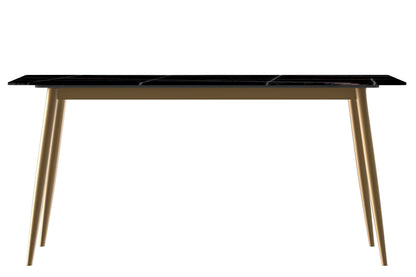 Zayle Modern Dining Table with a Rectangular Glass/Stone Tabletop in Steel - Elax Furniture