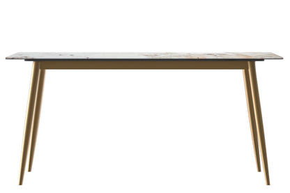 Zayle Modern Dining Table with a Rectangular Glass/Stone Tabletop in Steel - Elax Furniture