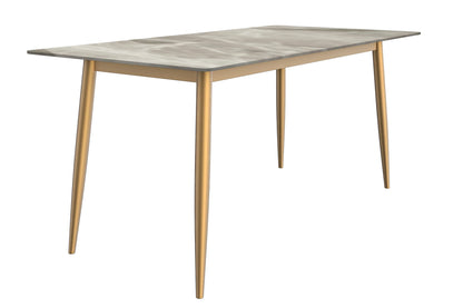 Zayle Modern Dining Table with a Rectangular Glass/Stone Tabletop in Steel - Elax Furniture