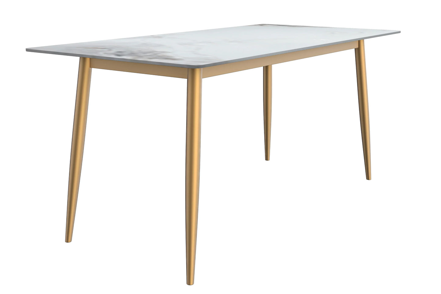 Zayle Modern Dining Table with a Rectangular Glass/Stone Tabletop in Steel - Elax Furniture