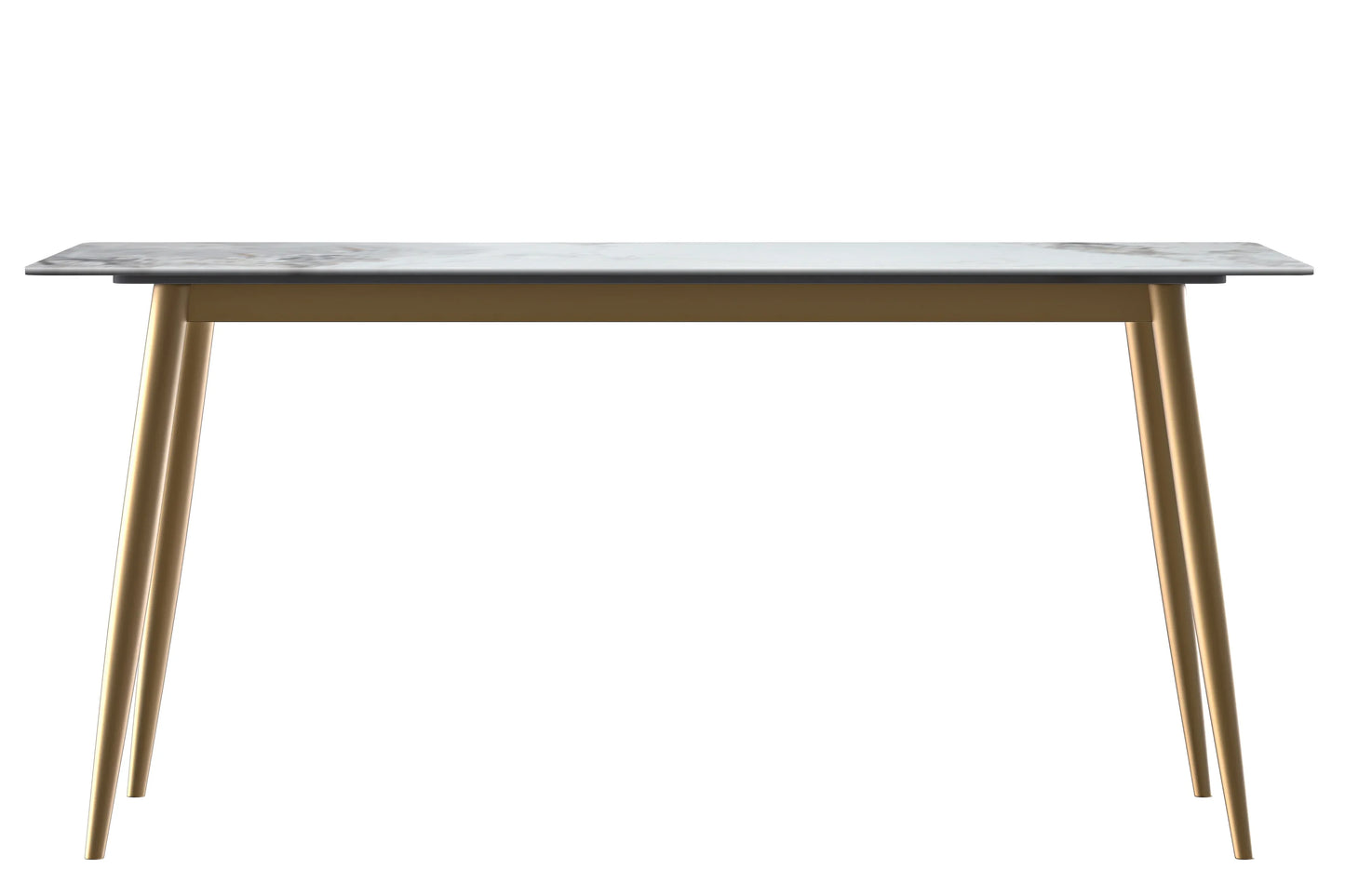 Zayle Modern Dining Table with a Rectangular Glass/Stone Tabletop in Steel - Elax Furniture