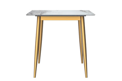 Zayle Modern Dining Table with a Rectangular Glass/Stone Tabletop in Steel - Elax Furniture