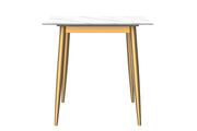 Zayle Modern Dining Table with a Rectangular Glass/Stone Tabletop in Steel - Elax Furniture