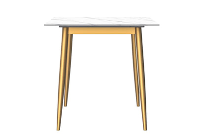 Zayle Modern Dining Table with a Rectangular Glass/Stone Tabletop in Steel - Elax Furniture