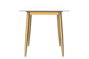 Zayle Modern Dining Table with a Rectangular Glass/Stone Tabletop in Steel - Elax Furniture