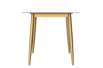 Zayle Modern Dining Table with a Rectangular Glass/Stone Tabletop in Steel - Elax Furniture