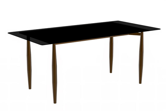 Zinti Dining Table with Glass or Sintered Stone Rectangular Wide Tabletop with Steel Base and Legs - Elax Furniture