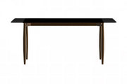 Zinti Dining Table with Glass or Sintered Stone Rectangular Wide Tabletop with Steel Base and Legs - Elax Furniture