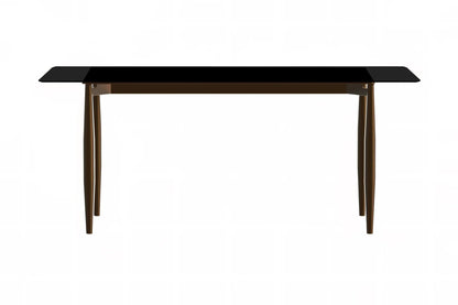Zinti Dining Table with Glass or Sintered Stone Rectangular Wide Tabletop with Steel Base and Legs - Elax Furniture