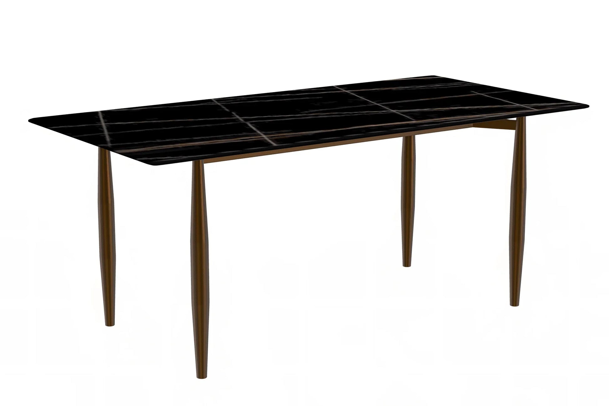 Zinti Dining Table with Glass or Sintered Stone Rectangular Wide Tabletop with Steel Base and Legs - Elax Furniture