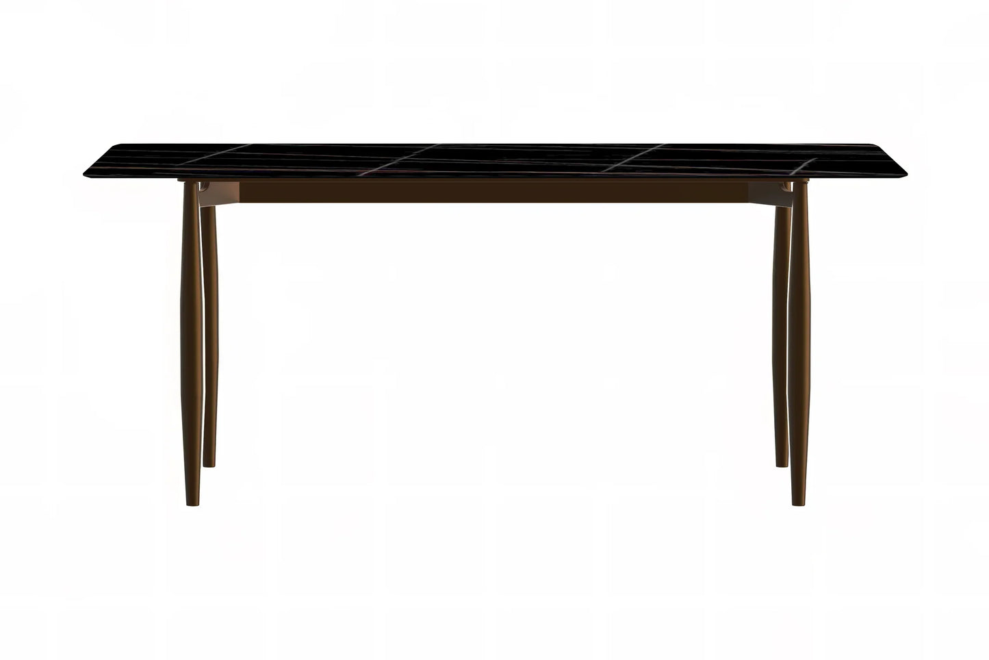 Zinti Dining Table with Glass or Sintered Stone Rectangular Wide Tabletop with Steel Base and Legs - Elax Furniture