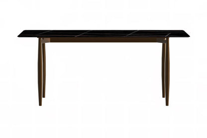 Zinti Dining Table with Glass or Sintered Stone Rectangular Wide Tabletop with Steel Base and Legs - Elax Furniture