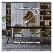 Zinti Dining Table with Glass or Sintered Stone Rectangular Wide Tabletop with Steel Base and Legs - Elax Furniture