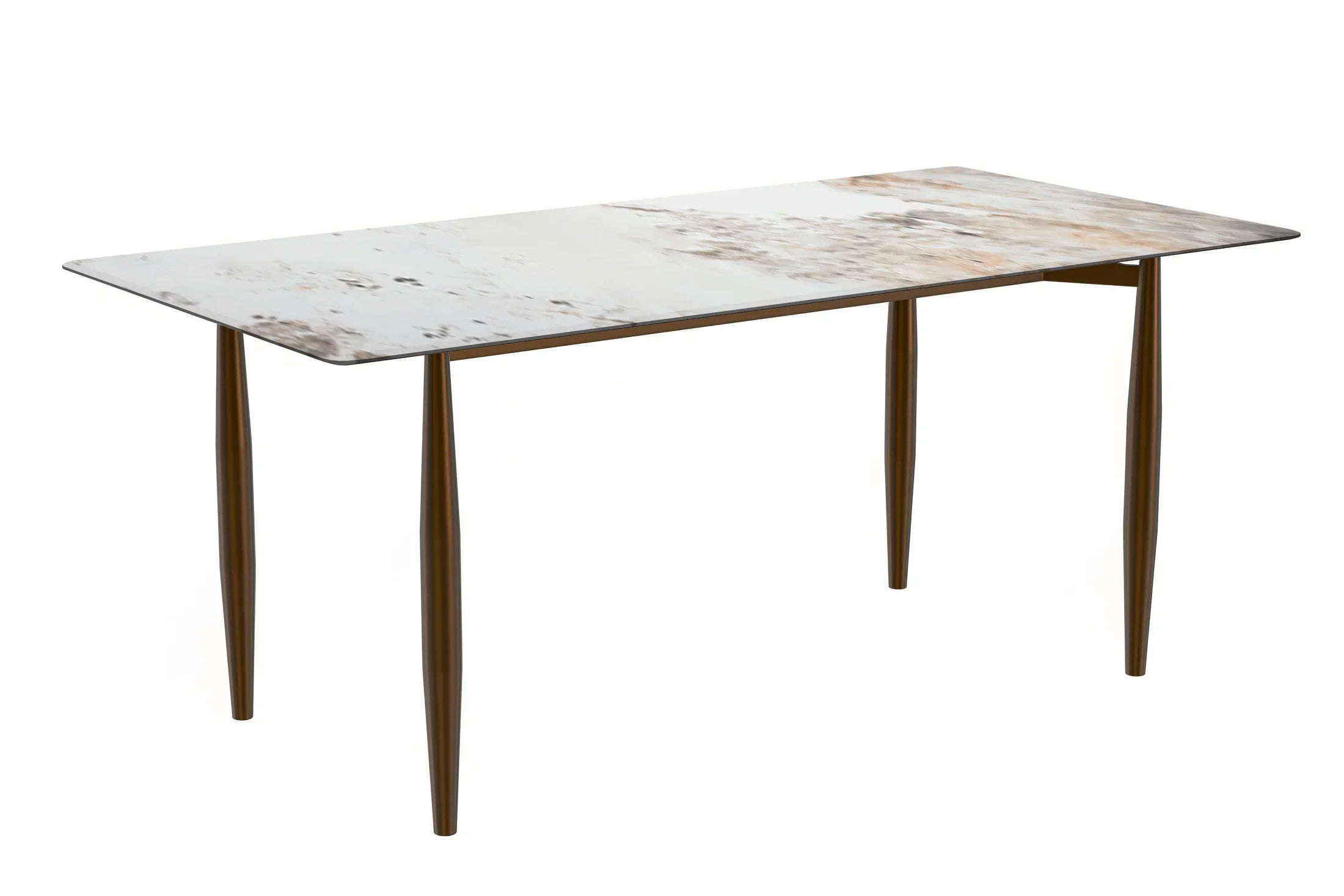 Zinti Dining Table with Glass or Sintered Stone Rectangular Wide Tabletop with Steel Base and Legs - Elax Furniture