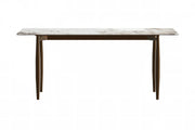 Zinti Dining Table with Glass or Sintered Stone Rectangular Wide Tabletop with Steel Base and Legs - Elax Furniture