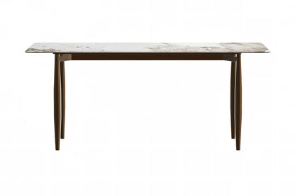 Zinti Dining Table with Glass or Sintered Stone Rectangular Wide Tabletop with Steel Base and Legs - Elax Furniture
