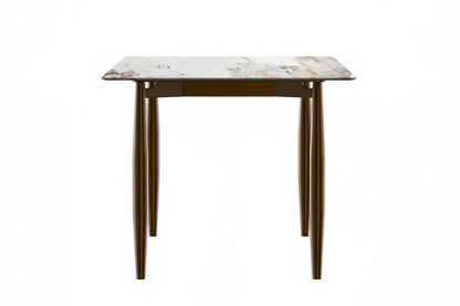 Zinti Dining Table with Glass or Sintered Stone Rectangular Wide Tabletop with Steel Base and Legs - Elax Furniture