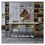 Zinti Dining Table with Glass or Sintered Stone Rectangular Wide Tabletop with Steel Base and Legs - Elax Furniture