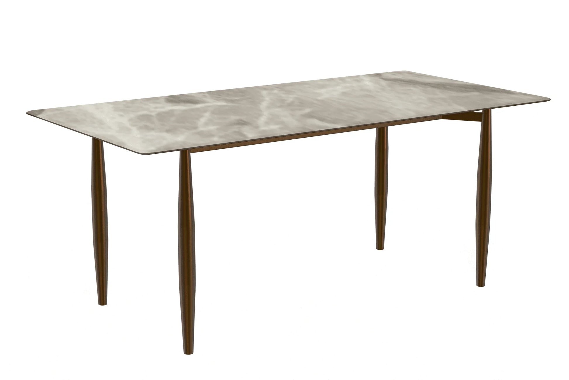 Zinti Dining Table with Glass or Sintered Stone Rectangular Wide Tabletop with Steel Base and Legs - Elax Furniture