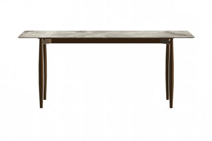 Zinti Dining Table with Glass or Sintered Stone Rectangular Wide Tabletop with Steel Base and Legs - Elax Furniture