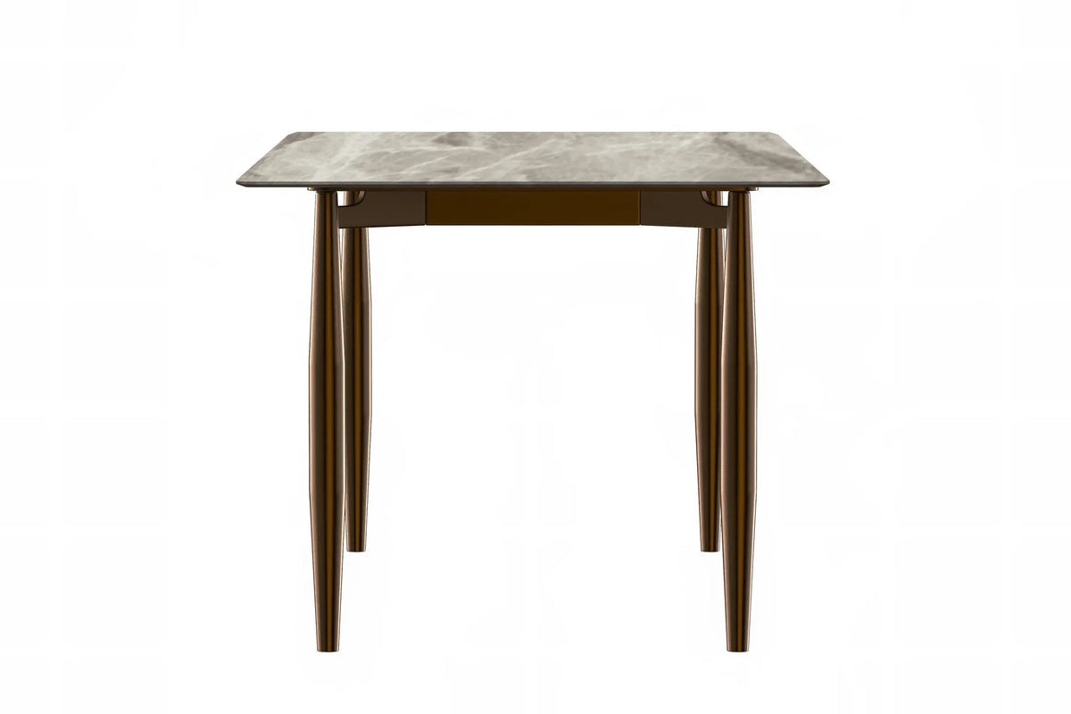 Zinti Dining Table with Glass or Sintered Stone Rectangular Wide Tabletop with Steel Base and Legs - Elax Furniture