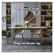 Zinti Dining Table with Glass or Sintered Stone Rectangular Wide Tabletop with Steel Base and Legs - Elax Furniture