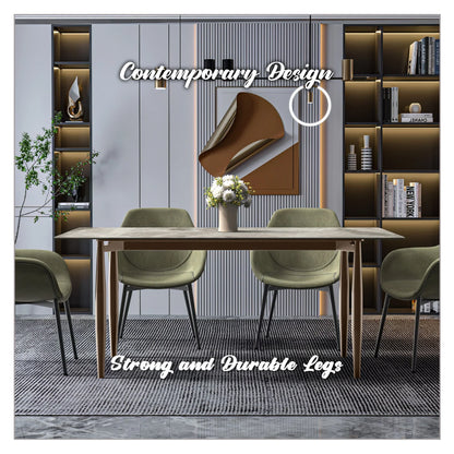 Zinti Dining Table with Glass or Sintered Stone Rectangular Wide Tabletop with Steel Base and Legs - Elax Furniture